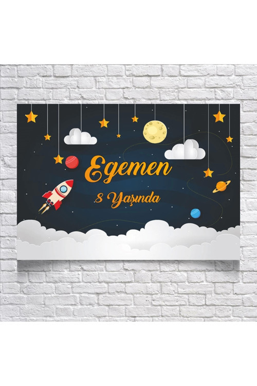 Uzay Temalı Doğum Günü Afişi 70x100 Cm