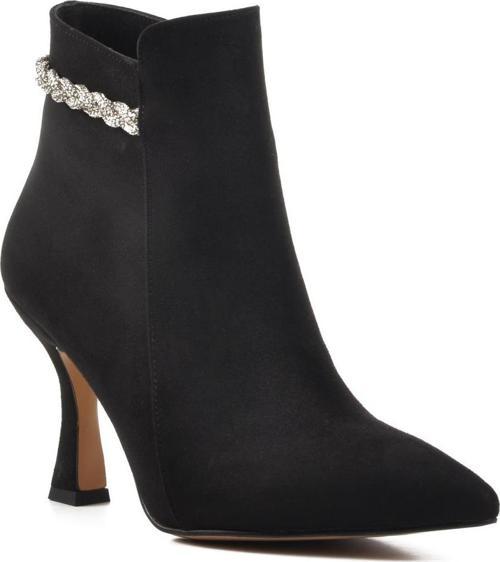 543111 Siyah Süet İçi Polarlı Kadın Topuklu Bot