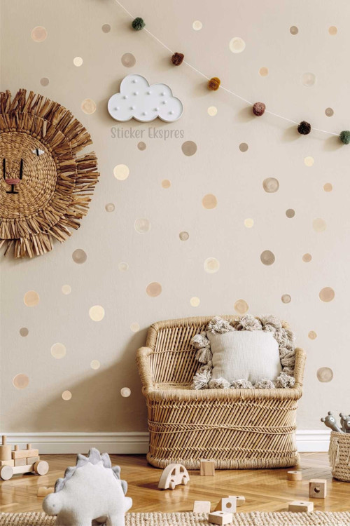 178 Adet 5 Ve 3 Cm Pastel Kahverengi Suluboya Puantiye Duvar Sticker