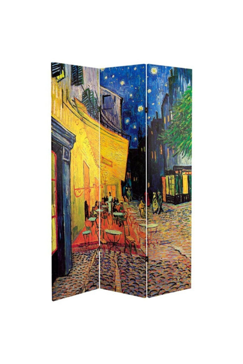 Van Gogh 3 Kanatlı Oda Bölücü Çift Taraflı Kanvas Paravan