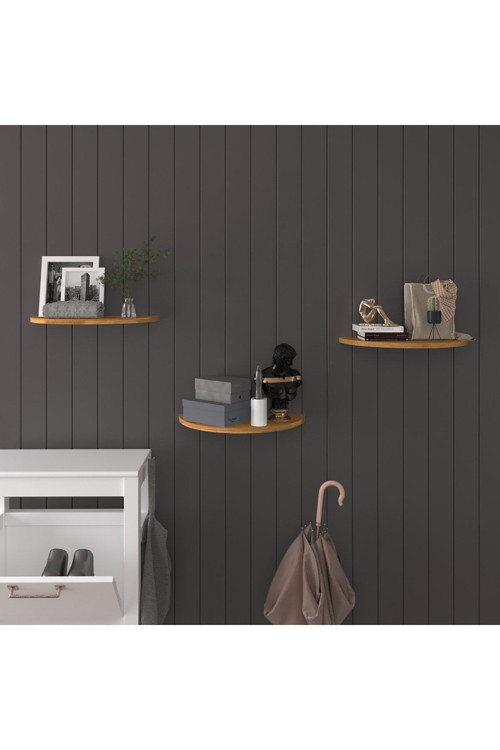 Modern 3'lü Uçan Raf Çok Amaçlı Duvar Rafı Organizer %100 MDF Kitaplık Mutfak Banyo Rafı DRF04