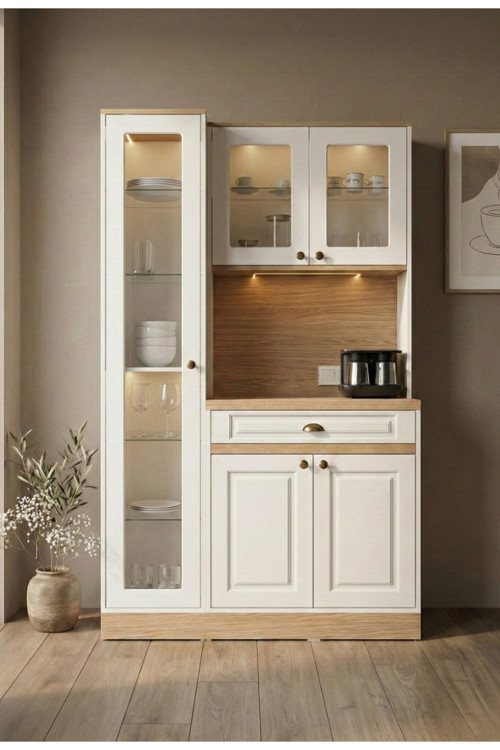 Mikel Masalı Kahve Köşesi Led Aydınlatmalı %100 Mdf Ücretsiz Montaj 121*45*200