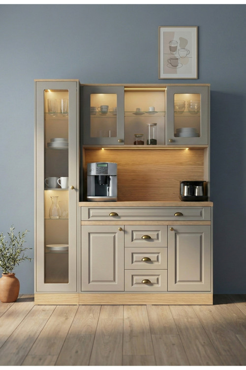 Mikel Masalı Kahve Köşesi Led Aydınlatmalı %100 Mdf Ücretsiz Montaj 160*45*200
