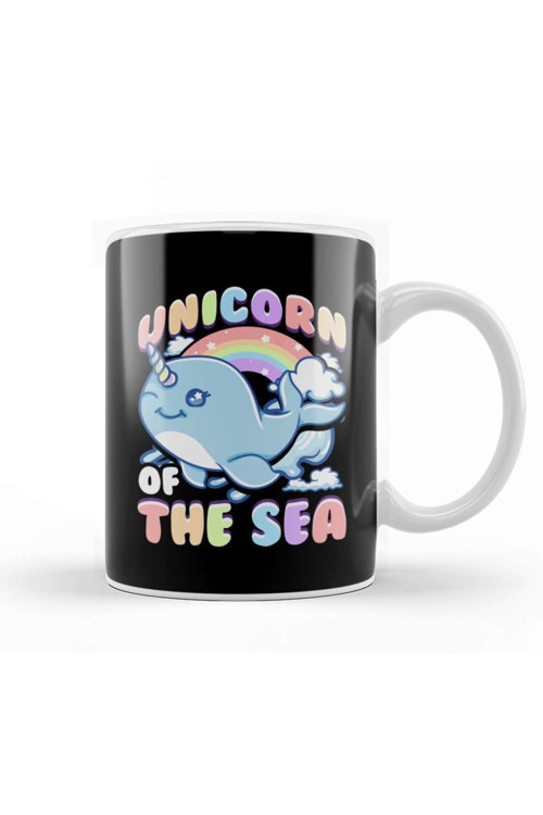 Cute Unicorn Of The Sea Narwhal Rainbow Kupa Bardak Porselen