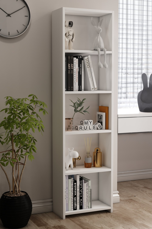 Libro Kitaplık 5 Raflı Çok Amaçlı Düzenleyici Raf 160 cm Dekoratif Beyaz