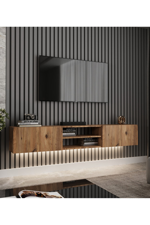 Volar Pine TV Ünitesi Işıklı Atlantik Çam 180 cm Modern