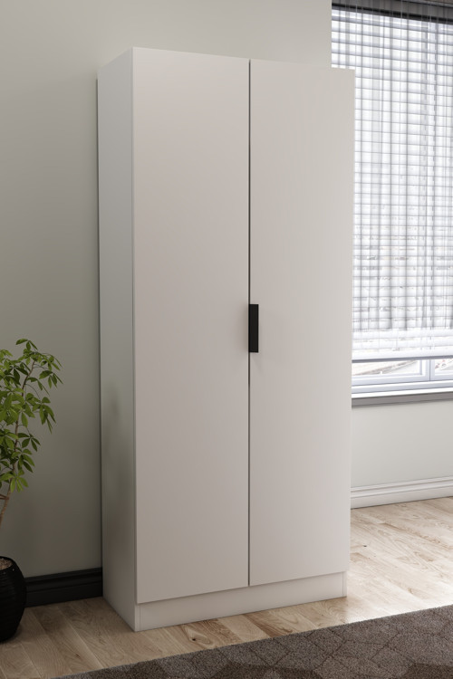 Estante Çok Amaçlı Dolap Mutfak Dolabı Banyo Dolabı Kiler Dolabı 2 Kapaklı 8 Raflı Beyaz