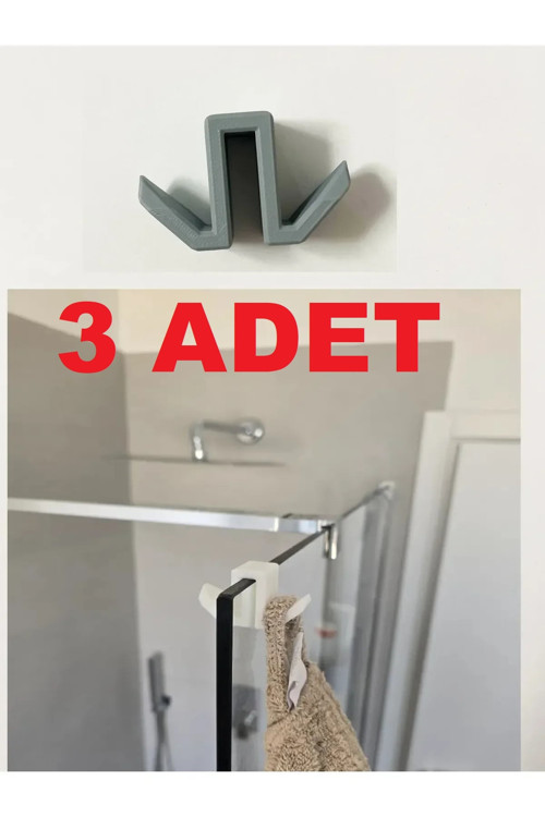 3 Adet Çift Taraflı Duşakabin Camına Asılan Havlu Kıyafet Askısı Duşakabin Askısı