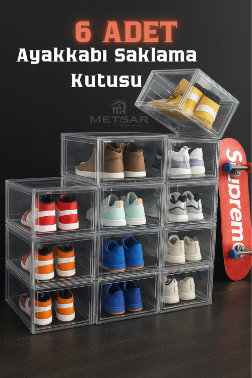 6 Adet Lüx Ayakkabı Saklama Kutusu İstiflenebilir & Ayakkabı Dolabı, Organizer,Ayakkabılık