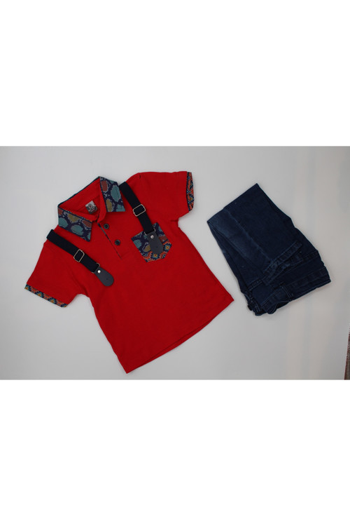 2li Takım Erkek Çocuk Bill Kids Polo Yaka Kırmızı