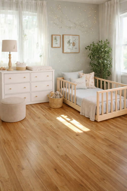 90cm X 190cm Masif Ahşap Naturel Yuvarlak Çıtalı Karyola Çocuk Yatağı 90cmx190cm Doğal Ahşap Natural
