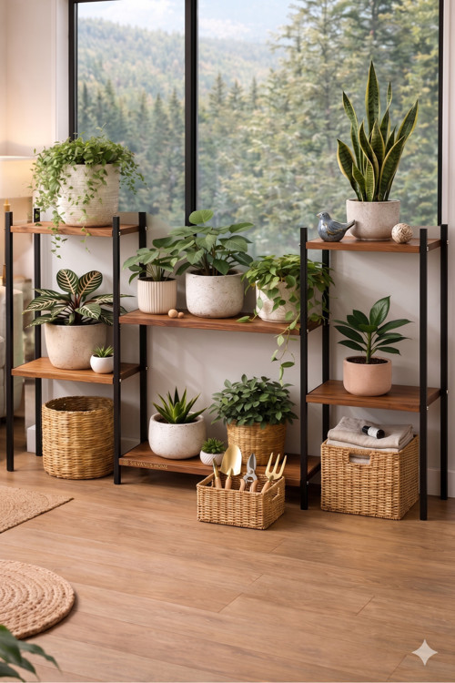 Saksılık Metal Çiçeklik Saksı Standı Çok Katlı Bitki Rafı Balkon ve Bahçe İçin