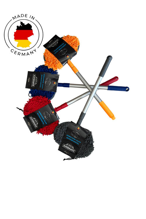 Oto Araba Yıkama Mopu Premium Kalite Alman Malı Teleskopik Saplı Mikrofiber Makarna Başlıklı Uyumlu