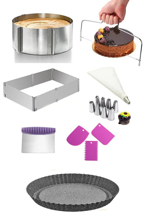 9 Adet Pasta Seti, Ayarlanabilir Kare Yuvarlak Pasta Kalıbı, Granit Torte Kalıp, Spatula Torba Tel