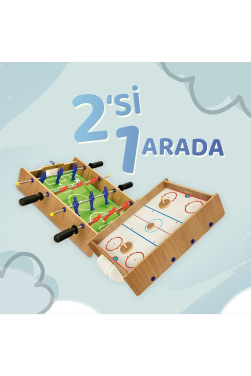 Oyuncak Ahşap Hokey Ve Masa Maçı Oyunu (2si 1 arada)