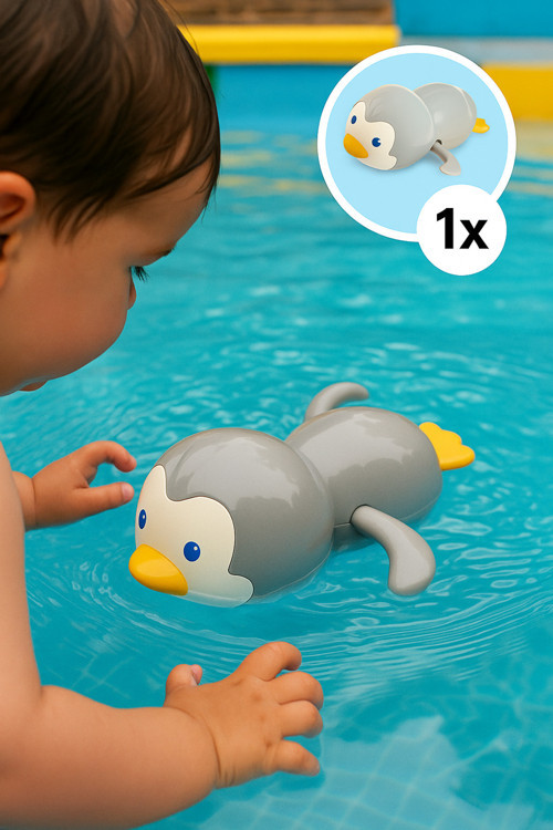 Kurmalı Kendiliğinden Banyo Küvet Havuz Deniz De Yüzen Penguen Oyuncak