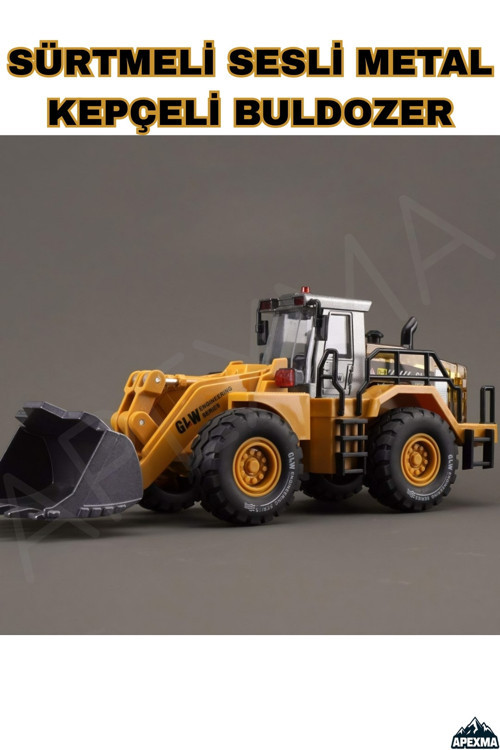 Oyuncak Sürtmeli Sesli Işıklı Metal Kepçeli Buldozer İnşaat Aracı