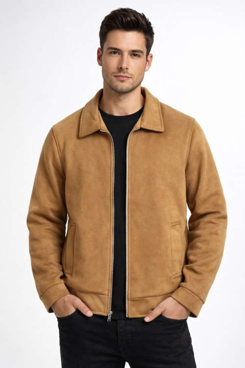 Erkek Siyah Regular Fit Mevsimlik Süet Spor Mont BGL-ST05013