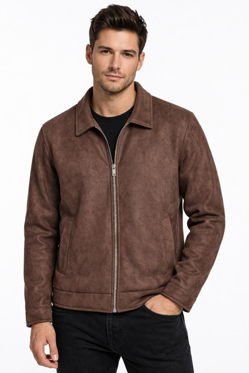 Erkek Siyah Regular Fit Mevsimlik Süet Spor Mont BGL-ST05013