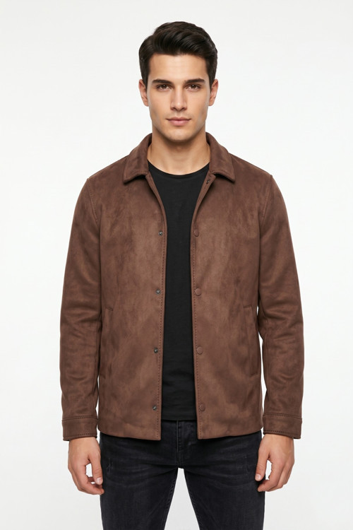 Erkek Siyah Regular Fit Mevsimlik Süet Spor Mont BGL-ST05436