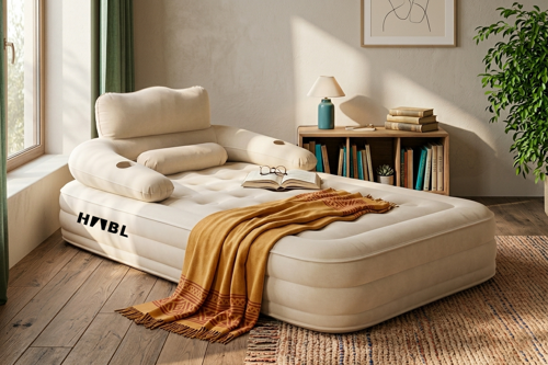 Tek Kişilik Kendi Kendine Şişen Otomatik Şişme Yatak Çıkarılabilir Başlıklı Kamp ve Misafir Yatağı