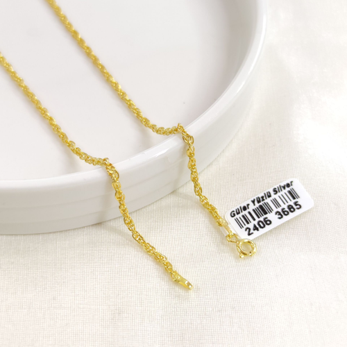 2 MM BURGU GÜMÜŞ ZİNCİR 65 CM - ALTIN SARI