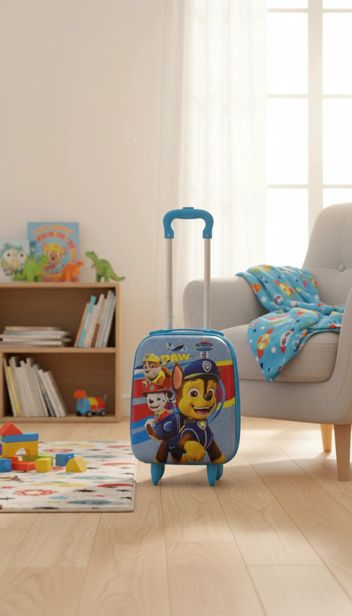 Mavi Çocuk Valizi - Çekçekli ve Tekerlekli Bavul