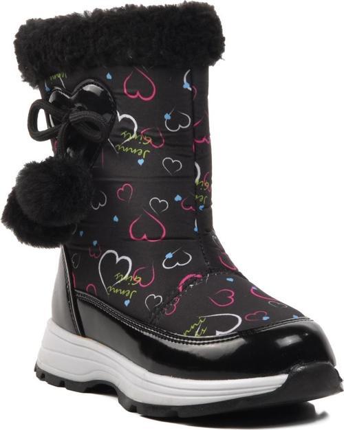 1555-P Siyah İçi Polarlı Kız Çocuk Kar Botu