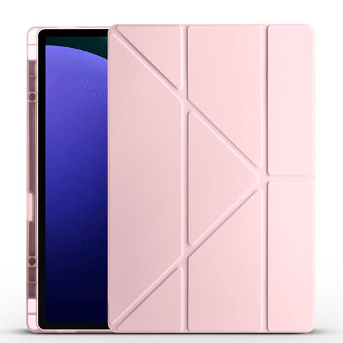 Galaxy Tab S10 Ultra Kılıf MKST Tri Folding Kalem Bölmeli Standlı Kılıf - Rose Gold