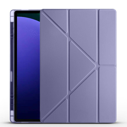 Galaxy Tab S10 Ultra Kılıf MKST Tri Folding Kalem Bölmeli Standlı Kılıf - Mor