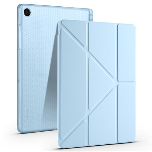 Galaxy Tab A11 Plus Kılıf MKST Tri Folding Kalem Bölmeli Standlı Kılıf - Mavi