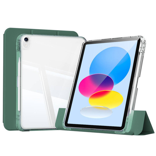 iPad 11.Nesil 2025 Kılıf Magnetik Ayrılabilen Airbagli MKST Sliding Tablet Kılıfı - Koyu Yeşil
