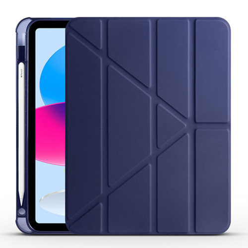 iPad 11.Nesil 2025 Kılıf MKST Tri Folding Kalem Bölmeli Standlı Kılıf - Lacivert