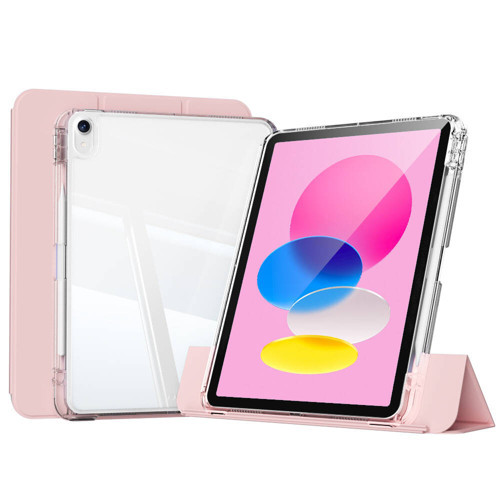 iPad 11.Nesil 2025 Kılıf Magnetik Ayrılabilen Airbagli MKST Sliding Tablet Kılıfı - Pembe