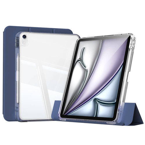 iPad Air 11 2024 Kılıf Magnetik Ayrılabilen Airbagli MKST Sliding Tablet Kılıfı - Lacivert