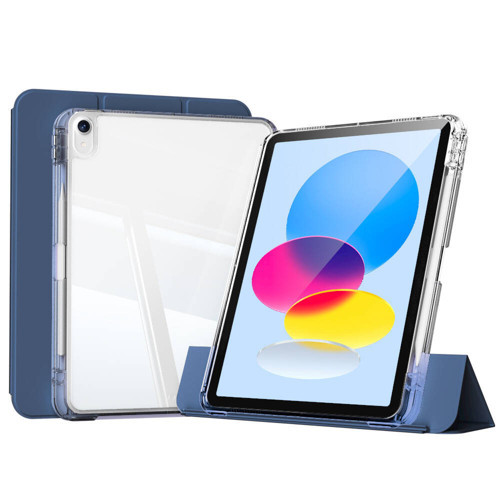 iPad 11.Nesil 2025 Kılıf Magnetik Ayrılabilen Airbagli MKST Sliding Tablet Kılıfı - Lacivert