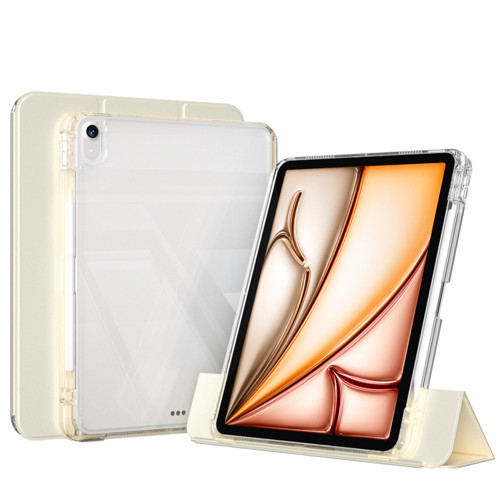 iPad Air 11 2024 Kılıf Magnetik Ayrılabilen Airbagli MKST Sliding Tablet Kılıfı - Gold