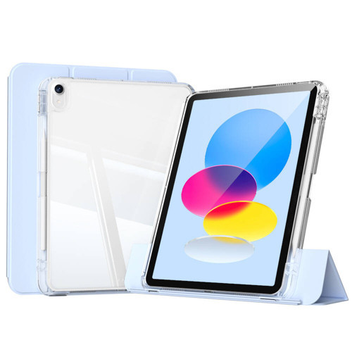 iPad 11.Nesil 2025 Kılıf Magnetik Ayrılabilen Airbagli MKST Sliding Tablet Kılıfı - Mavi Açık