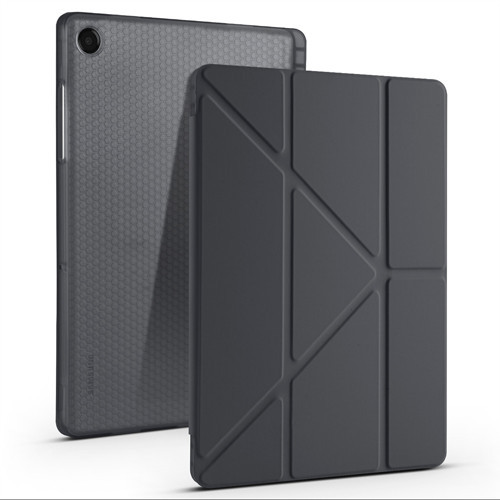 Galaxy Tab A11 Plus Kılıf MKST Tri Folding Kalem Bölmeli Standlı Kılıf - Siyah