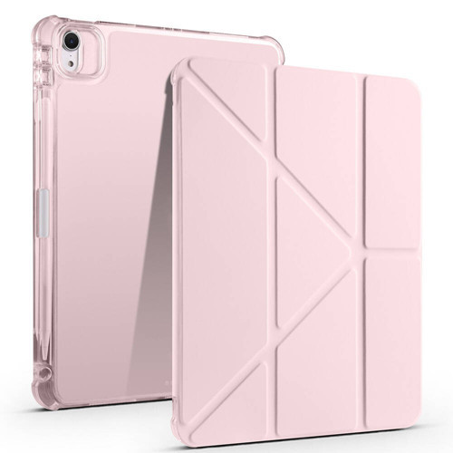 iPad Air 11 2025 M3 Kılıf MKST Tri Folding Kalem Bölmeli Standlı Kılıf - Rose Gold