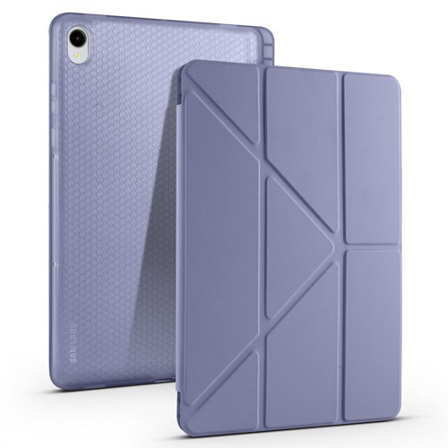 Galaxy Tab S11 Kılıf MKST Tri Folding Kalem Bölmeli Standlı Kılıf - Mor