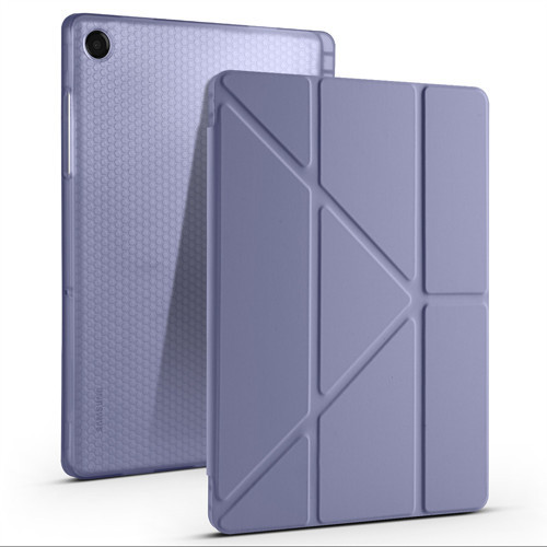 Galaxy Tab A11 Plus Kılıf MKST Tri Folding Kalem Bölmeli Standlı Kılıf - Mor