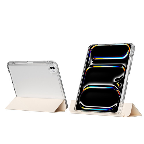 Maks Technology iPad Pro 13 2025 M5 Kılıf Magnetik Ayrılabilen Airbagli MKST Sliding Tablet Kılıfı - Gold