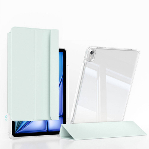 iPad Air 11 2025 M3 Kılıf Magnetik Ayrılabilen Airbagli MKST Sliding Tablet Kılıfı - Açık Yeşil