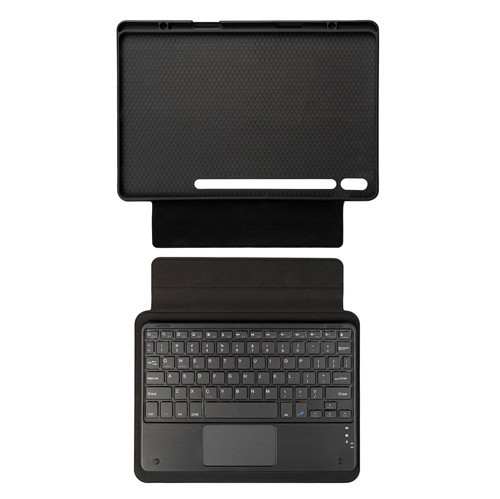 Galaxy Tab S9 Plus Uyumlu MKST Border Keyboard Bluetooh Bağlantılı Standlı Klavyeli Tablet Kılıfı-Siyah
