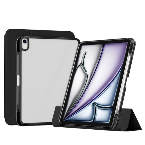 Maks Technology iPad Air 11 2024 Kılıf Magnetik Ayrılabilen Airbagli Uyumlu MKST Sliding Tablet Kılıfı-Siyah
