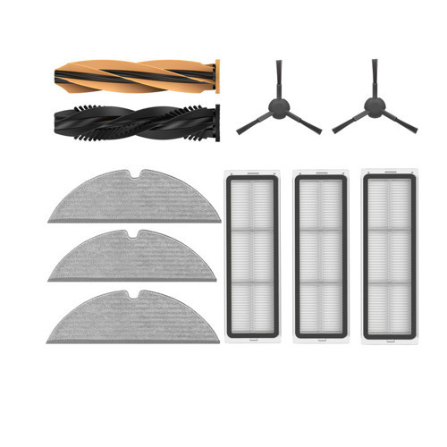 Robot Süpürge Aksesuar Seti 1 x Ana Fırça(TroboWave™ Dolanma Önleyici İkili Fırça) + 2 x Yan Fırça + 3 x Toz Kutu
