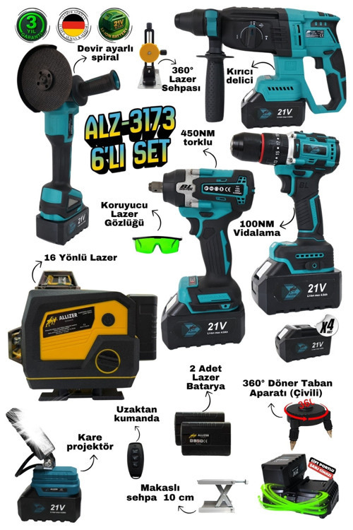 ALZ-3173 Allizer 6’lı Profesyonel Set – 16 yönlü lazerli
