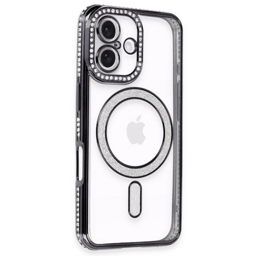 iPhone 16 Kılıf Joke Simli Magneticsafe Kılıf - Siyah