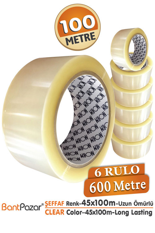45x100 NORM 6 Adet Koli Bandı Şeffaf | Hotmelt Güçlü Yapışkanlı Ambalaj Paketleme Bandı